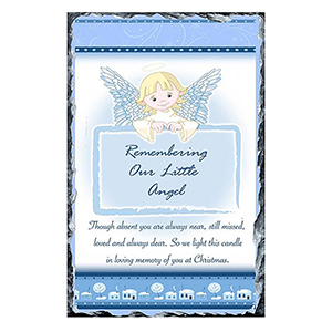 Customised Christmas Remembrance Candle - Blue Angel Heart